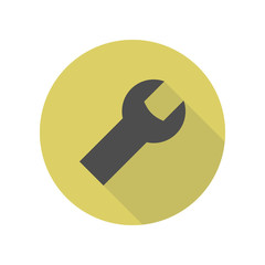 wrench long shadow icon. Simple glyph, flat vector of web icons for ui and ux, website or mobile application