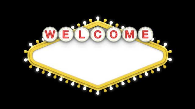 Welcome sign in classic retro las vegas style design . 3D Render