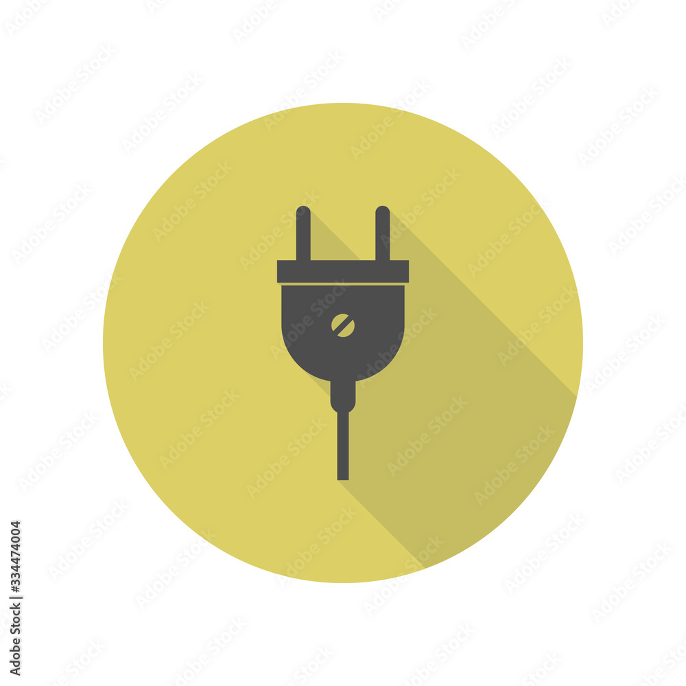 Poster electrical plug long shadow icon. simple glyph, flat vector of web icons for ui and ux, website or m