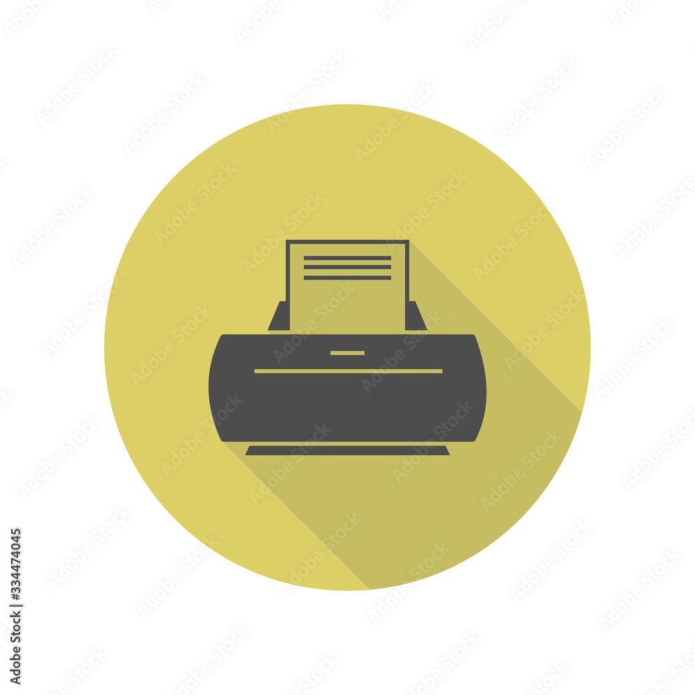Poster printer long shadow icon. simple glyph, flat vector of web icons for ui and ux, website or mobile ap