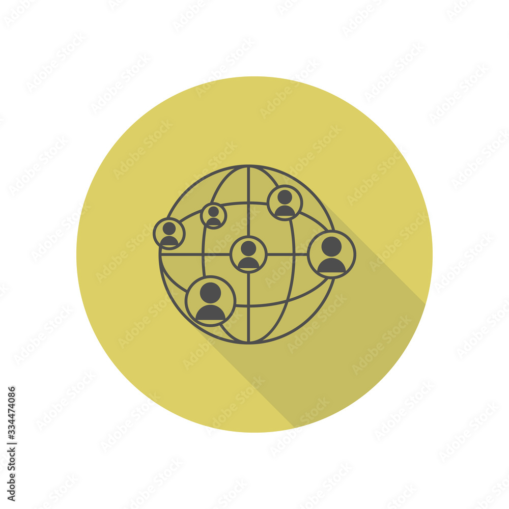 Poster global communication of people long shadow icon. simple glyph, flat vector of web icons for ui and u