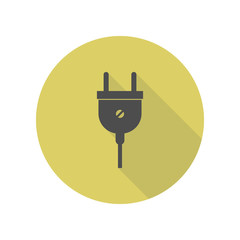 electrical plug long shadow icon. Simple glyph, flat vector of web icons for ui and ux, website or mobile application