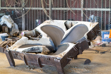 Casting, melting, molding and foundry. The most widely used non reusable mold method is sand...