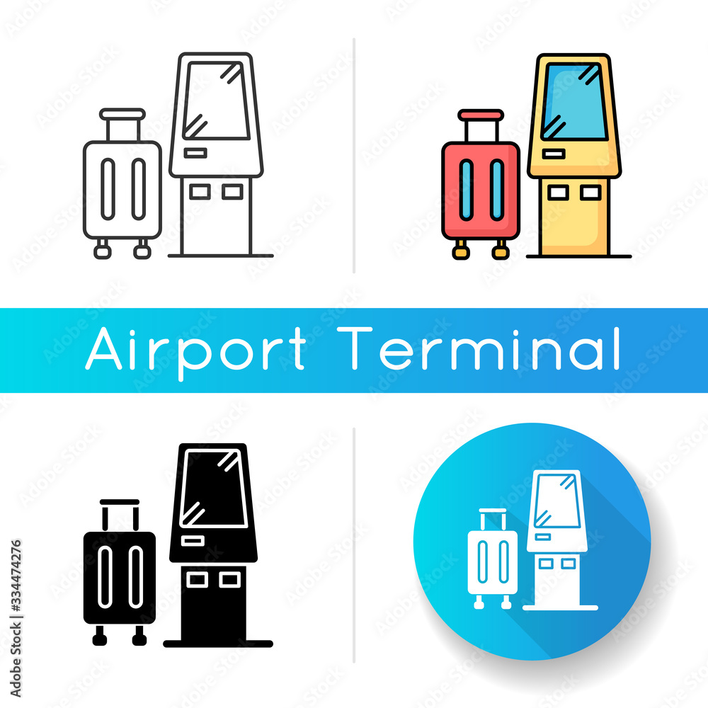 Canvas Prints check in kiosk icon. self serving airport terminal. checked luggage in aircraft. panel machine for p