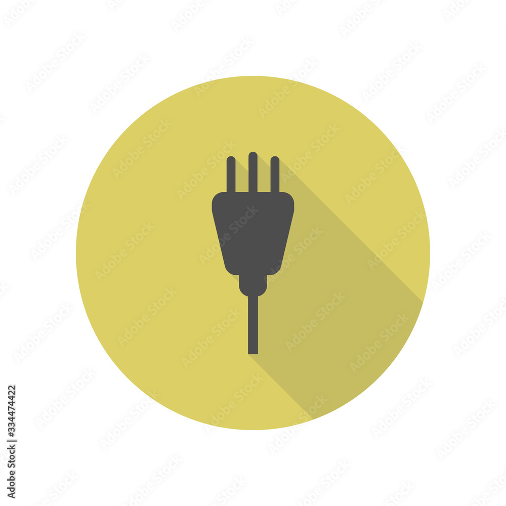 Poster electrical plug long shadow icon. simple glyph, flat vector of web icons for ui and ux, website or m