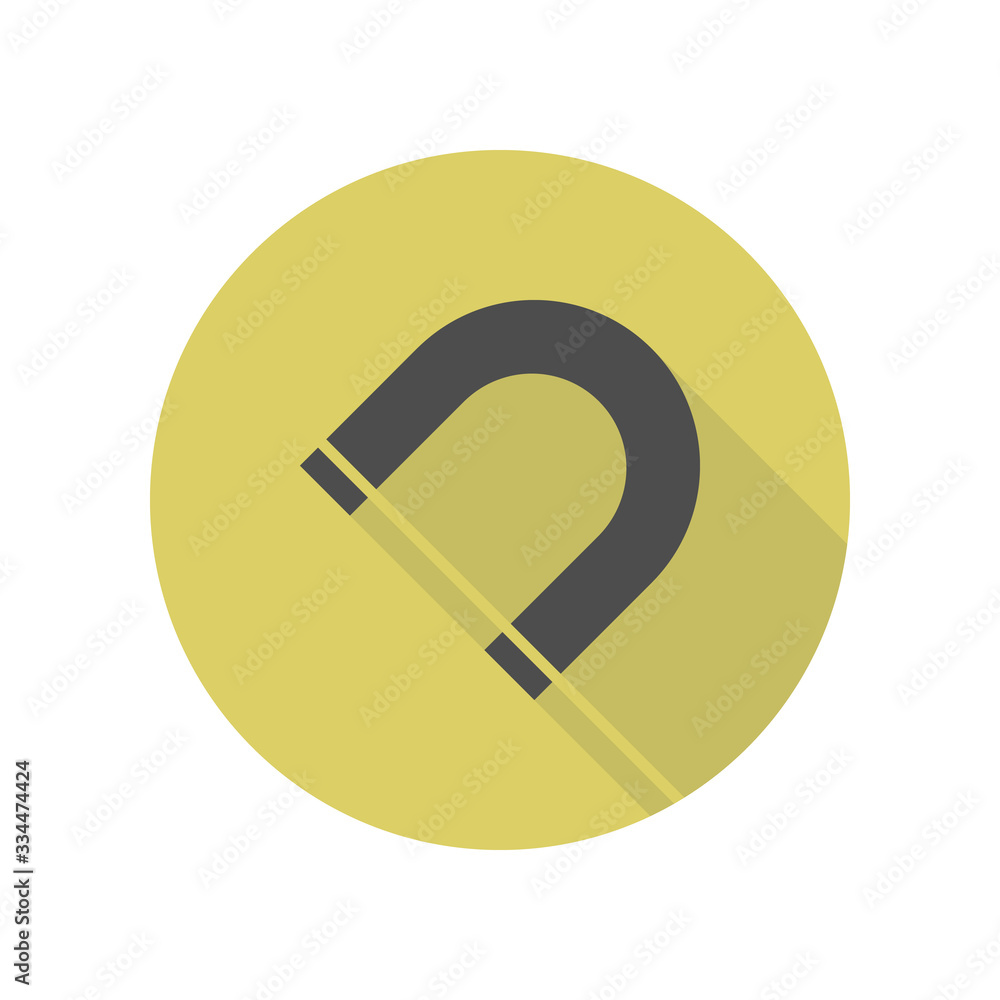 Aufkleber magnet long shadow icon. simple glyph, flat vector of web icons for ui and ux, website or mobile app