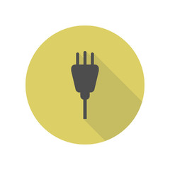 electrical plug long shadow icon. Simple glyph, flat vector of web icons for ui and ux, website or mobile application