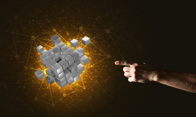 Idea of new technologies and integration presented by cube figure