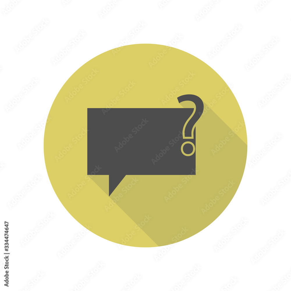 Poster bubbles communicating with the question long shadow icon. simple glyph, flat vector of web icons for