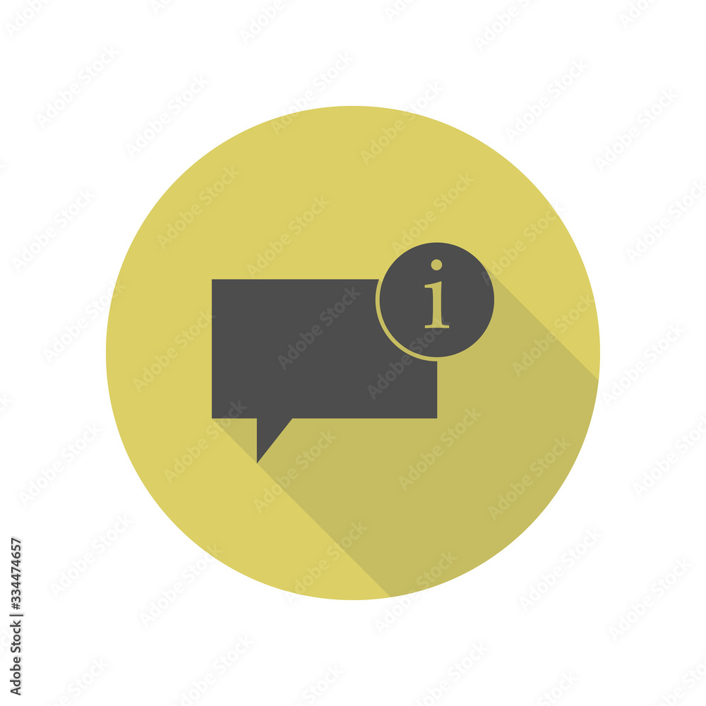 Poster bubbles of communication with the sign of information long shadow icon. simple glyph, flat vector of
