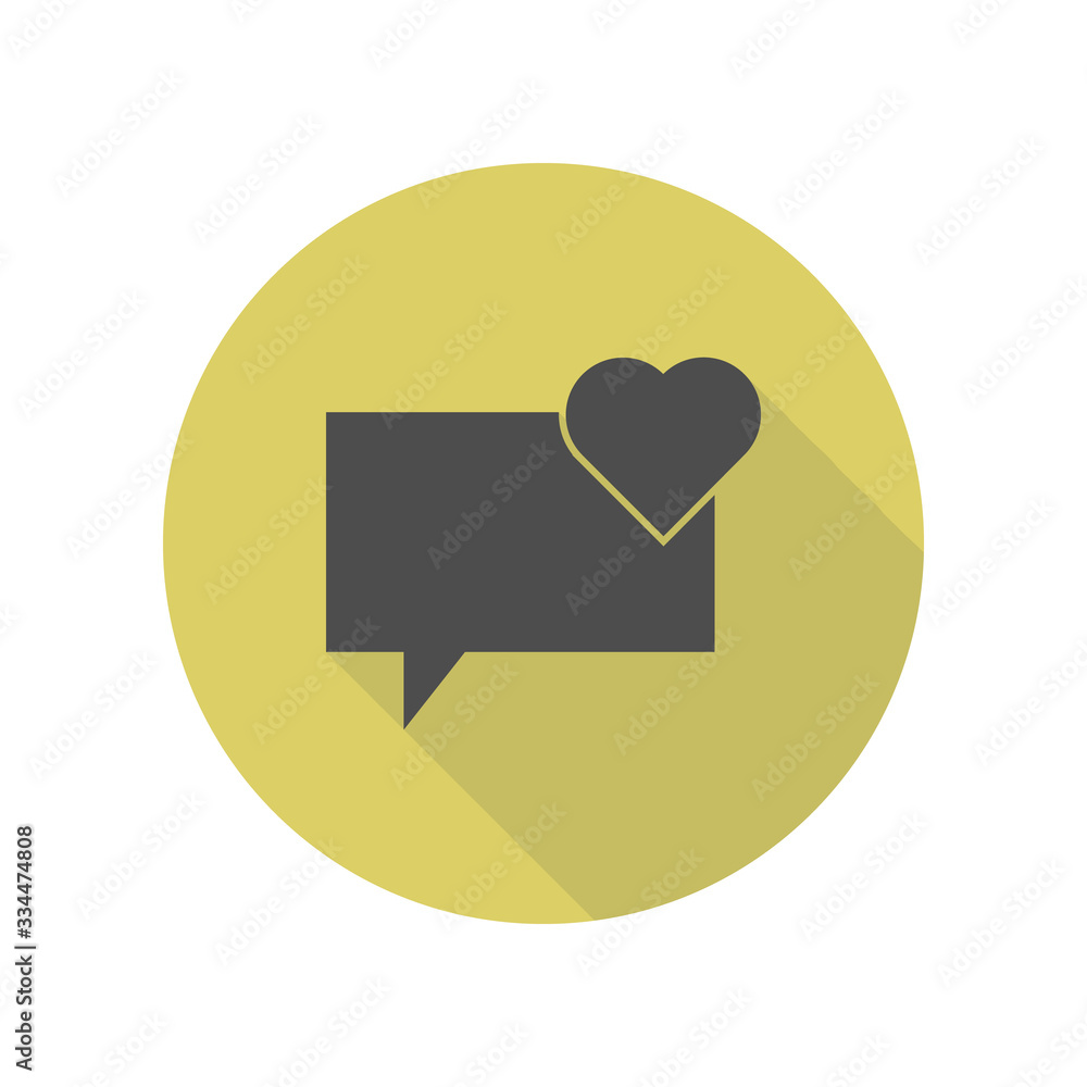 Poster blisters communicating with the heart long shadow icon. simple glyph, flat vector of web icons for u