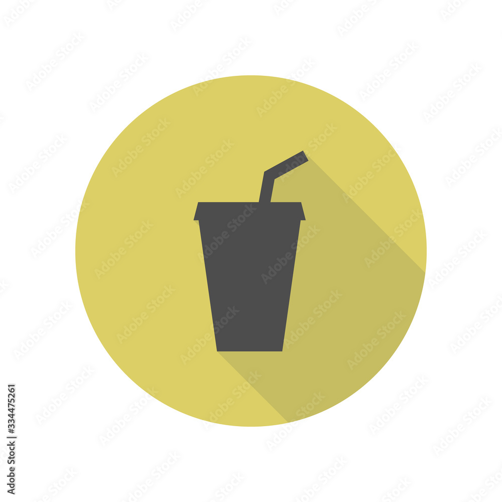 Poster juice in a glass long shadow icon. simple glyph, flat vector of web icons for ui and ux, website or 