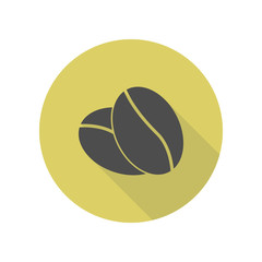 coffee beans long shadow icon. Simple glyph, flat vector of web icons for ui and ux, website or mobile application