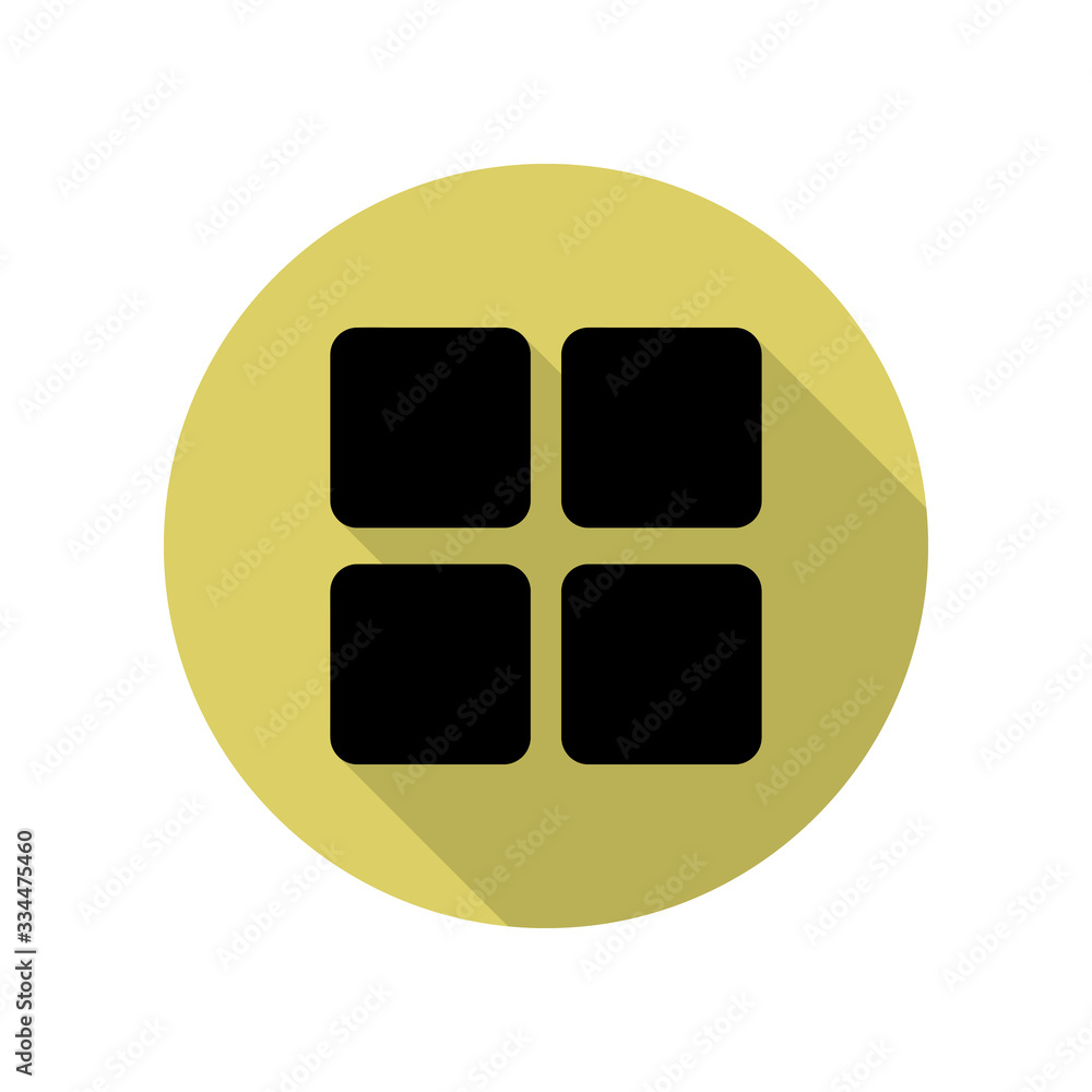 Poster four squares long shadow icon. simple glyph, flat vector of web icons for ui and ux, website or mobi