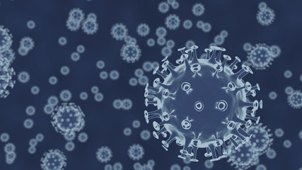 3DCGによるコロナウイルスの電子顕微鏡写真