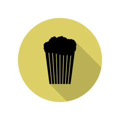 popcorn long shadow icon. Simple glyph, flat vector of web icons for ui and ux, website or mobile application