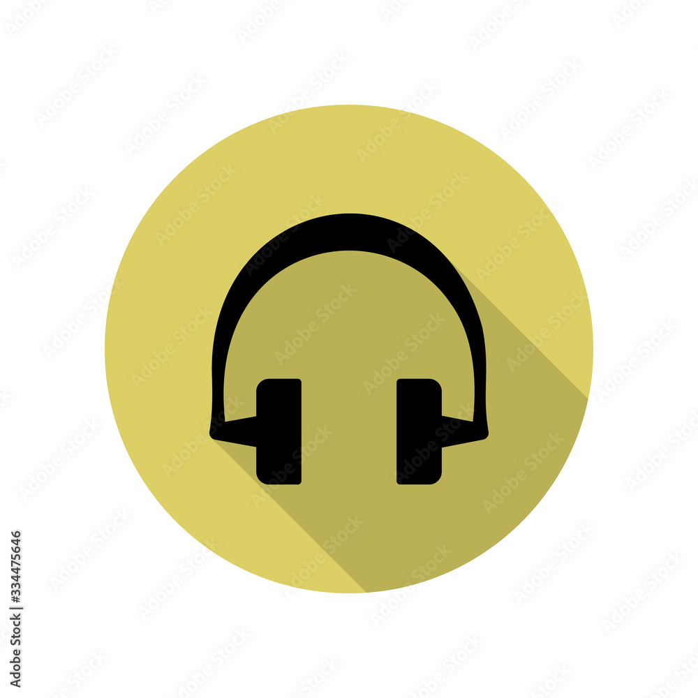 Poster headphones long shadow icon. simple glyph, flat vector of web icons for ui and ux, website or mobile