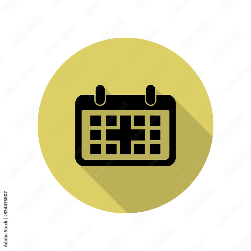 Poster the calendar long shadow icon. simple glyph, flat vector of web icons for ui and ux, website or mobi