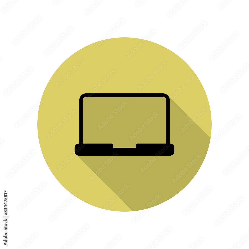 Aufkleber a laptop long shadow icon. simple glyph, flat vector of web icons for ui and ux, website or mobile a