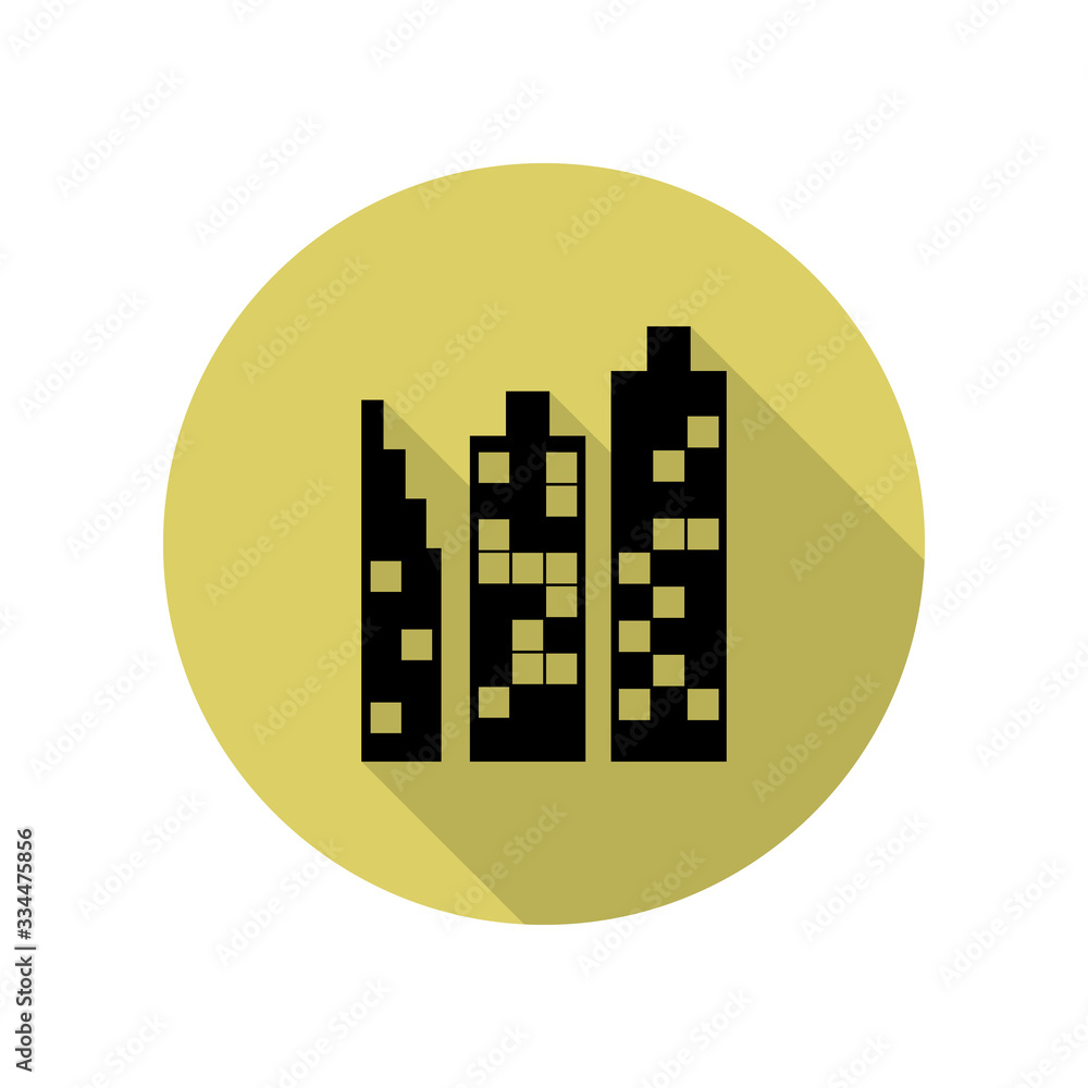 Poster building long shadow icon. simple glyph, flat vector of web icons for ui and ux, website or mobile a