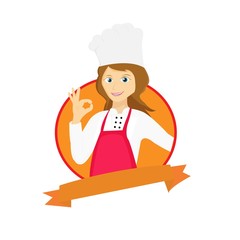 Illustration vector design of Female Chef mascot logo