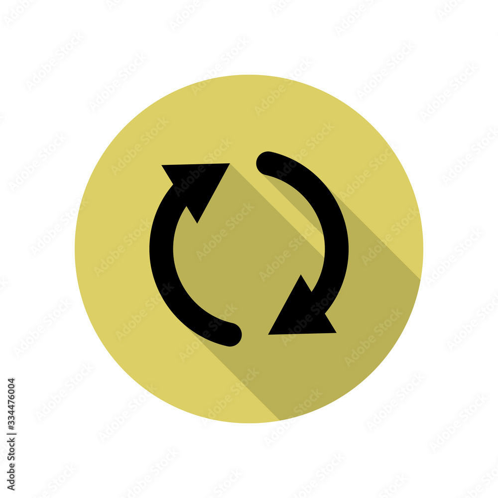 Poster reboot sign long shadow icon. simple glyph, flat vector of web icons for ui and ux, website or mobil