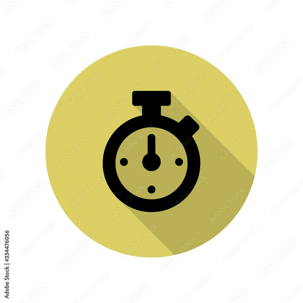 Poster stopwatch long shadow icon. simple glyph, flat vector of web icons for ui and ux, website or mobile 