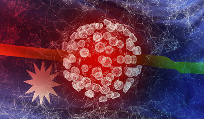 Medical virus molecular concept with flag of Nauru. Pandemic 3D illustration.