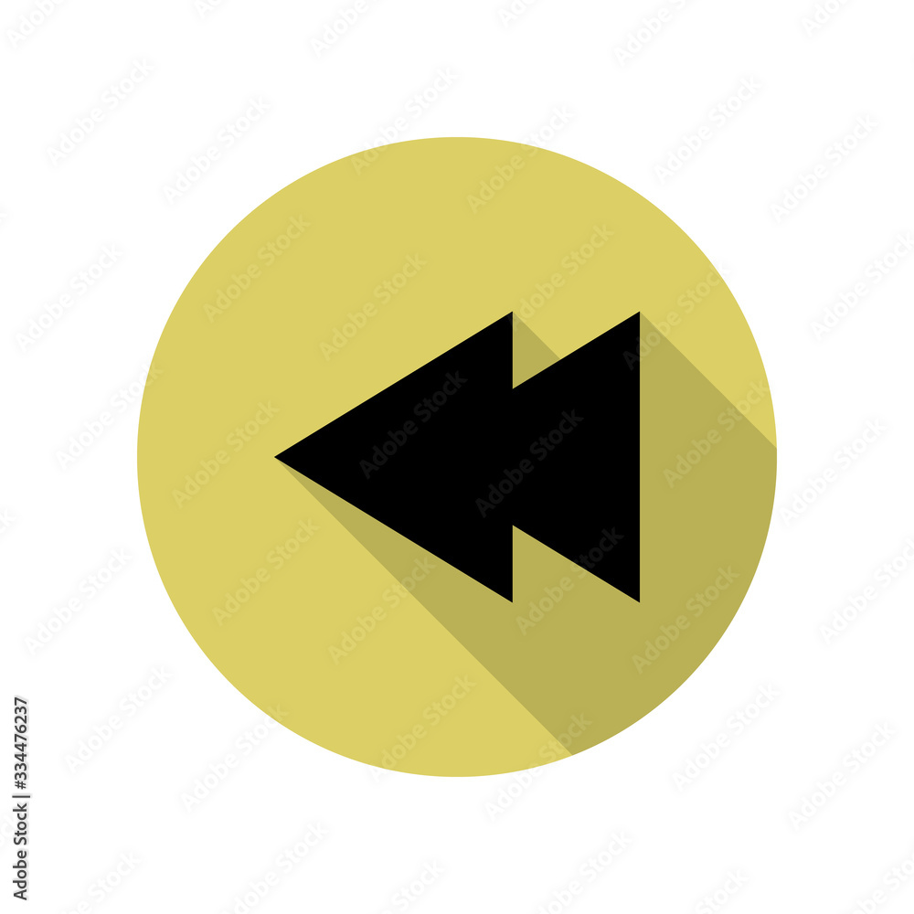 Poster rewind sign long shadow icon. simple glyph, flat vector of web icons for ui and ux, website or mobil