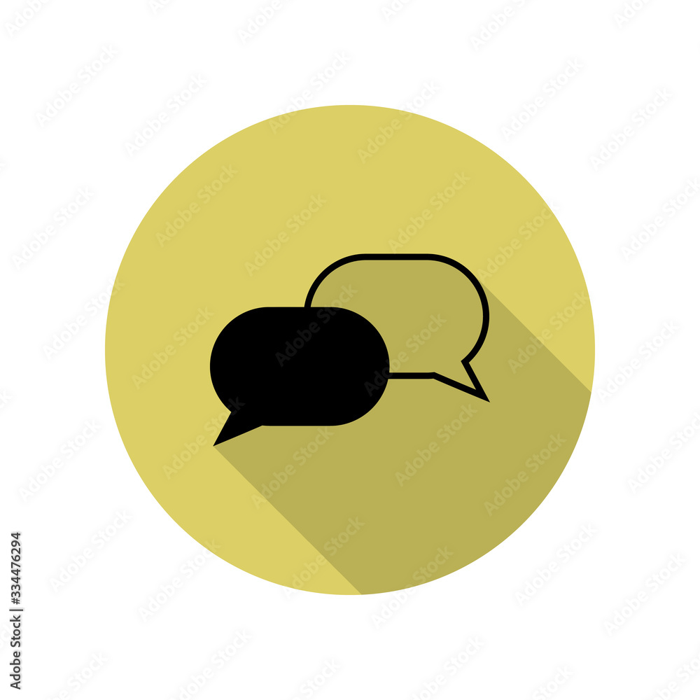 Poster communication bubbles long shadow icon. simple glyph, flat vector of web icons for ui and ux, websit