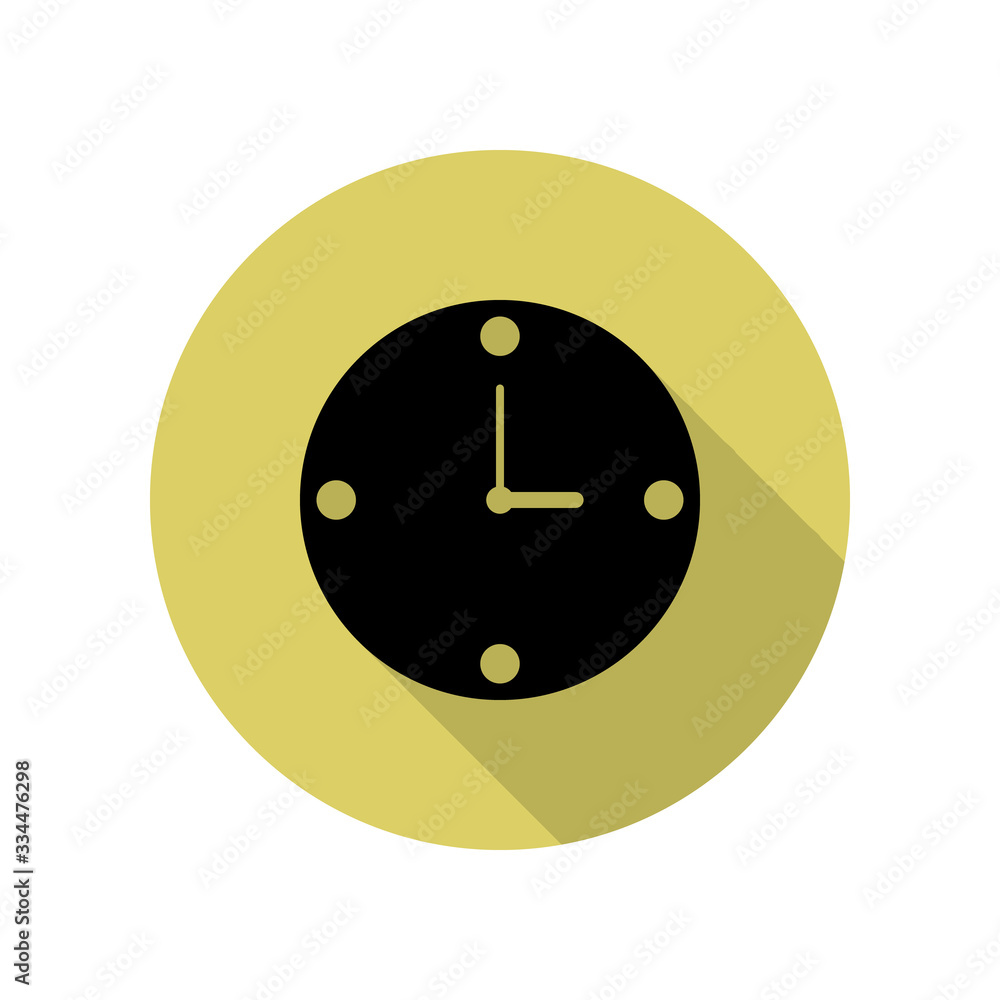 Poster clock long shadow icon. simple glyph, flat vector of web icons for ui and ux, website or mobile appl