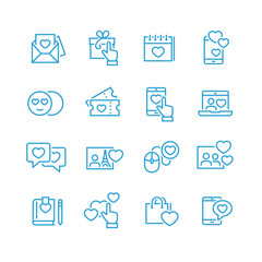 Love and Valentin s day line icons