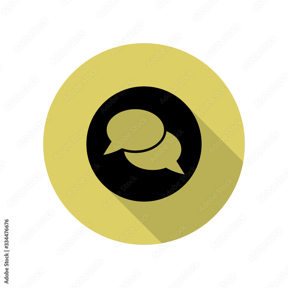 Poster bubbles of communication in a circle long shadow icon. simple glyph, flat vector of web icons for ui