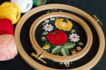 traditional folklore embroidery with flower