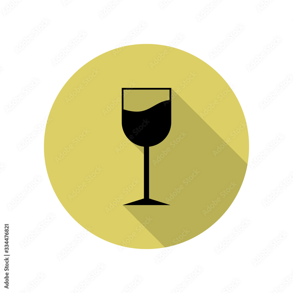 Poster glass of wine long shadow icon. simple glyph, flat vector of web icons for ui and ux, website or mob