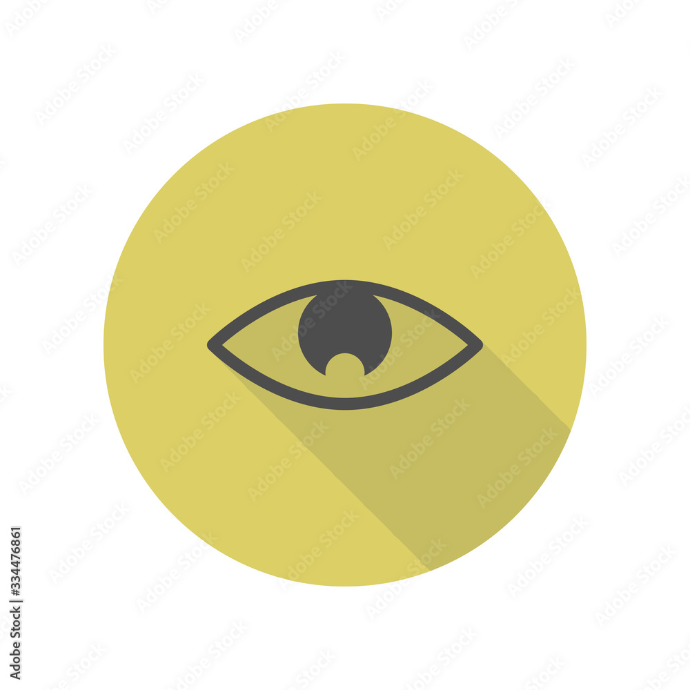 Poster eye long shadow icon. simple glyph, flat vector of web icons for ui and ux, website or mobile applic