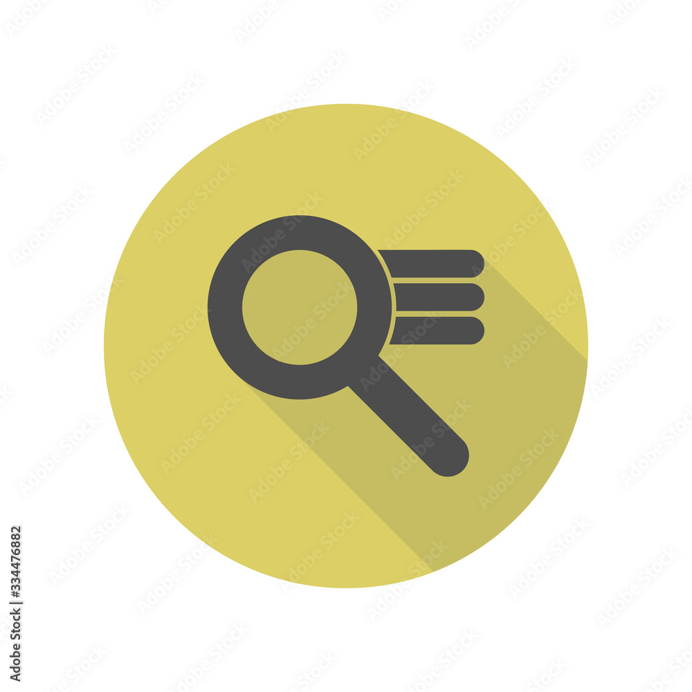 Aufkleber search settings sign long shadow icon. simple glyph, flat vector of web icons for ui and ux, website
