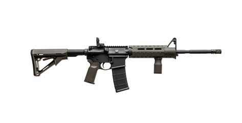 Modern automatic rifle isolated on white back. Weapons for police, special forces and the army....