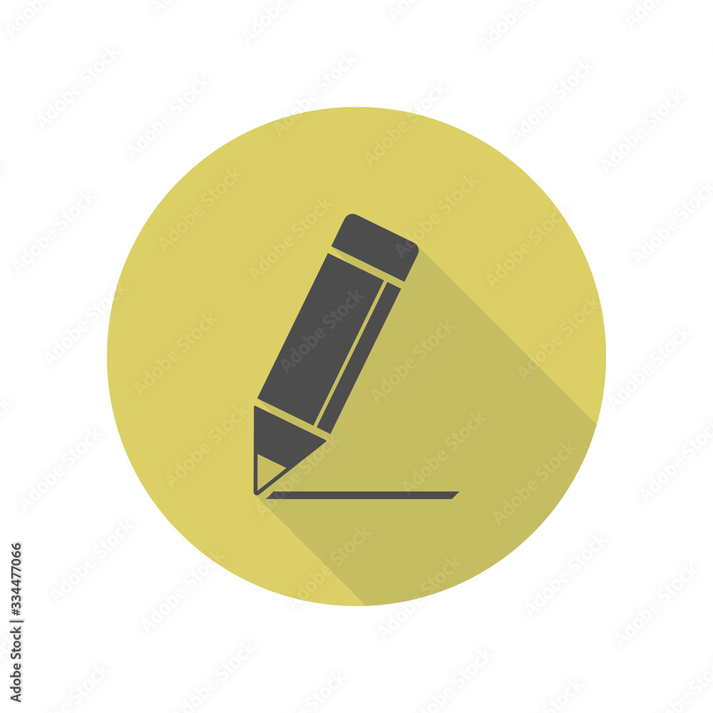 Poster pencil long shadow icon. simple glyph, flat vector of web icons for ui and ux, website or mobile app
