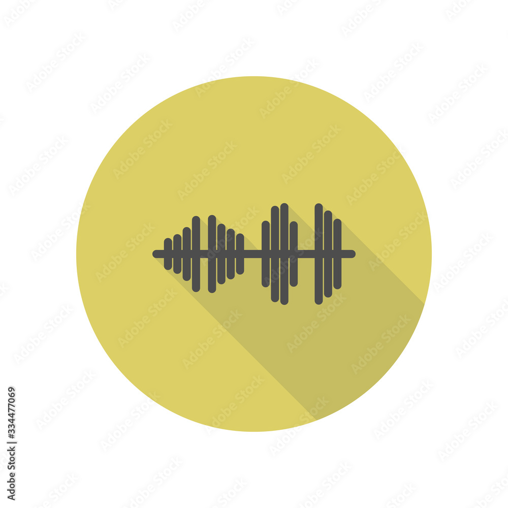 Poster audio wave long shadow icon. simple glyph, flat vector of web icons for ui and ux, website or mobile