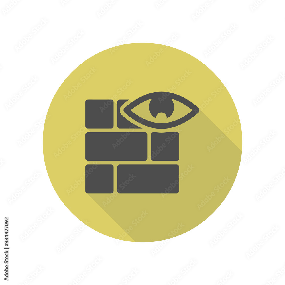Aufkleber wall and eye long shadow icon. simple glyph, flat vector of web icons for ui and ux, website or mobi