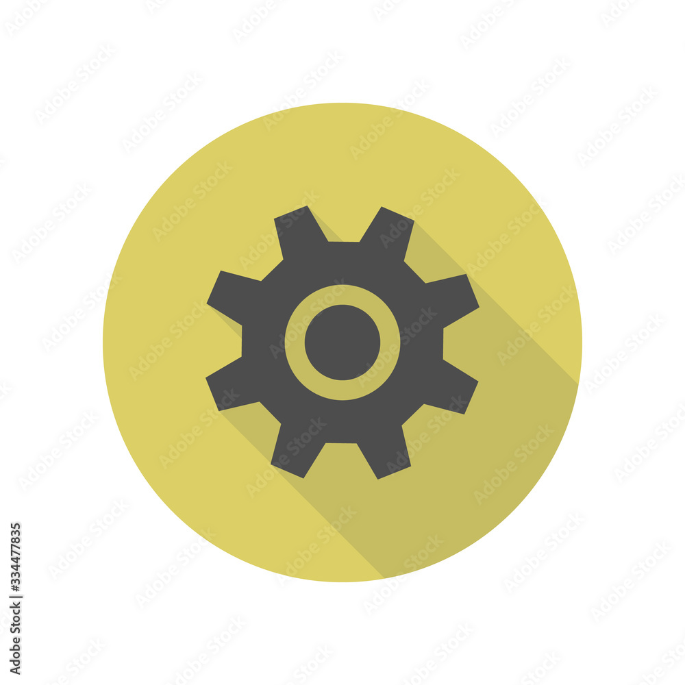 Aufkleber settings sign long shadow icon. simple glyph, flat vector of web icons for ui and ux, website or mob