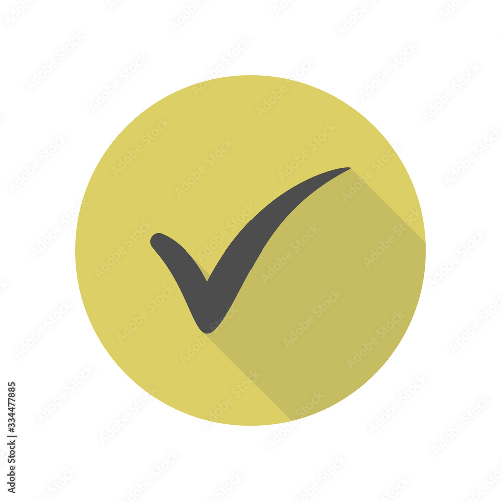 Poster check mark long shadow icon. simple glyph, flat vector of web icons for ui and ux, website or mobile