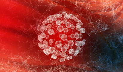 Medical virus molecular concept with flag of Hong Kong. Pandemic 3D illustration.