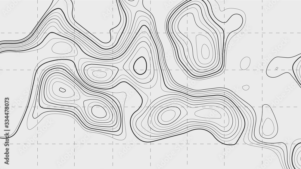 Poster topographic contour map on white background. vector grid map.