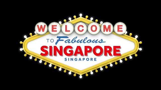 Welcome to Singapore sign in classic retro las vegas style design . 3D Render