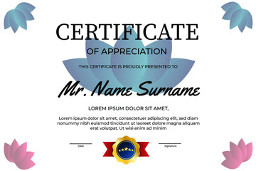 Fototapeta na wymiar Certificate of appreciation Template diploma currency border.