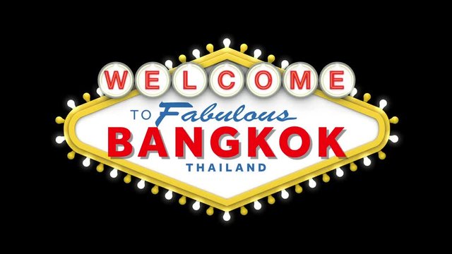 Welcome to Bangkok sign in classic retro las vegas style design . 3D Render