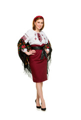 Portrait of adult woman in traditional ukrainian style