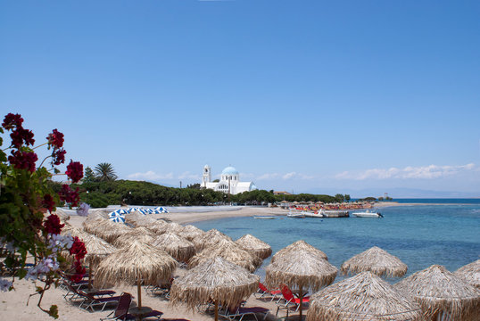 A view of the harbour at the small, beautiful island of Agistri, Greece.